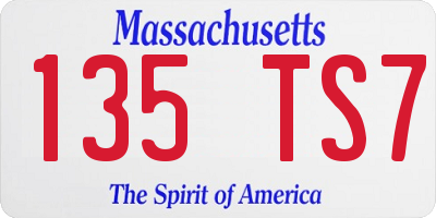 MA license plate 135TS7