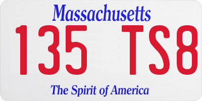 MA license plate 135TS8