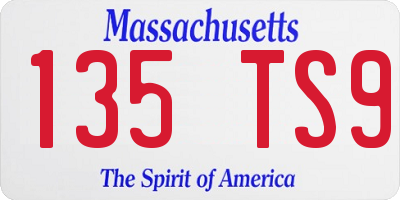 MA license plate 135TS9