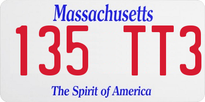 MA license plate 135TT3