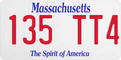 MA license plate 135TT4