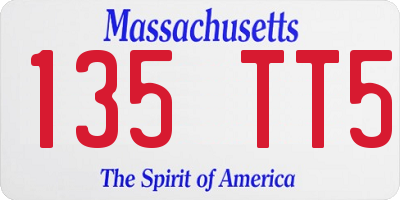 MA license plate 135TT5