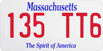 MA license plate 135TT6