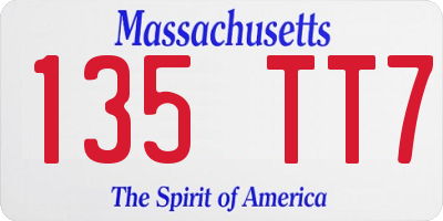 MA license plate 135TT7