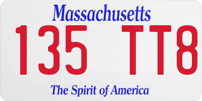 MA license plate 135TT8