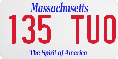 MA license plate 135TU0