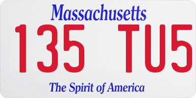 MA license plate 135TU5