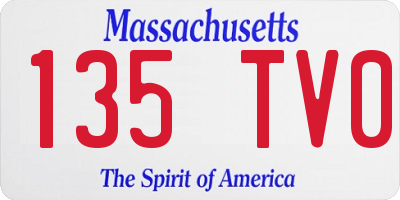 MA license plate 135TV0