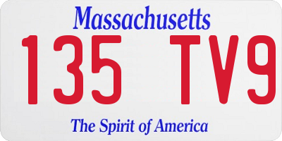 MA license plate 135TV9