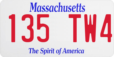 MA license plate 135TW4