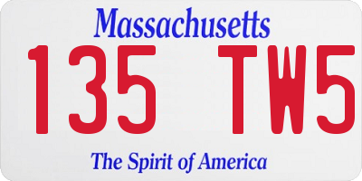 MA license plate 135TW5