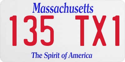 MA license plate 135TX1