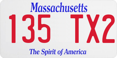 MA license plate 135TX2
