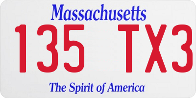 MA license plate 135TX3