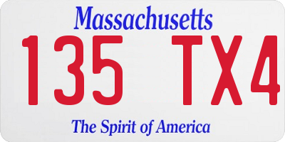 MA license plate 135TX4