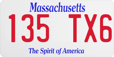 MA license plate 135TX6