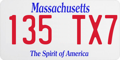 MA license plate 135TX7