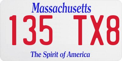 MA license plate 135TX8