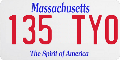 MA license plate 135TY0