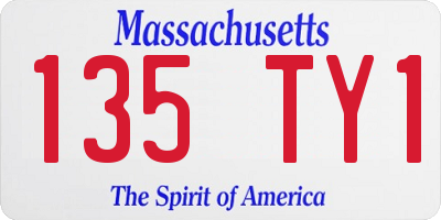 MA license plate 135TY1