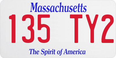 MA license plate 135TY2