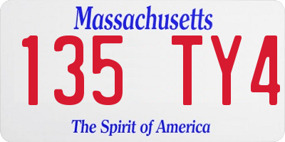 MA license plate 135TY4