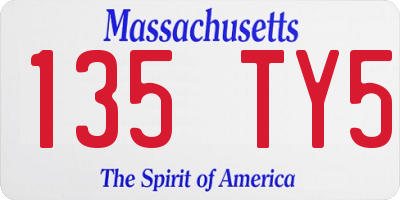 MA license plate 135TY5