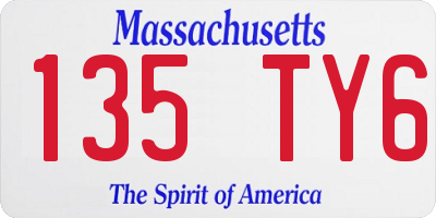 MA license plate 135TY6