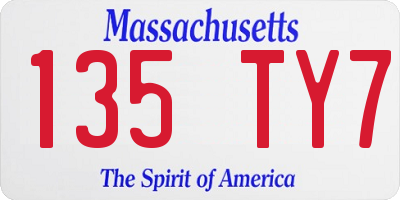MA license plate 135TY7