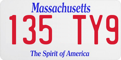 MA license plate 135TY9