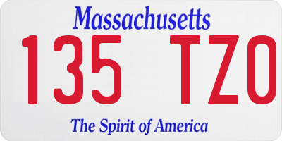 MA license plate 135TZ0