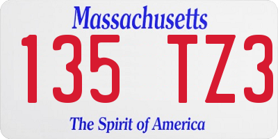 MA license plate 135TZ3