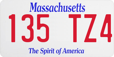 MA license plate 135TZ4