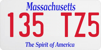 MA license plate 135TZ5