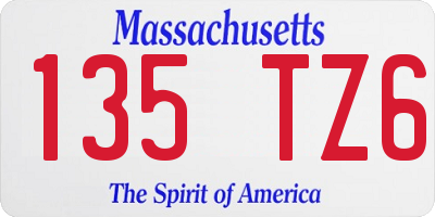 MA license plate 135TZ6