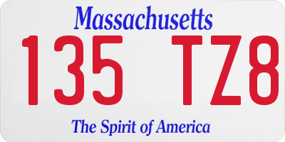 MA license plate 135TZ8