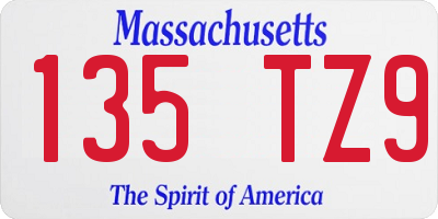 MA license plate 135TZ9