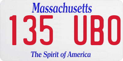 MA license plate 135UB0