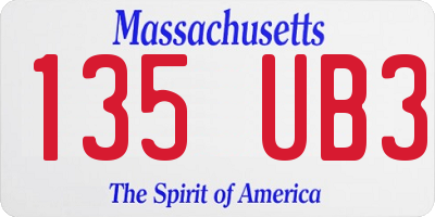 MA license plate 135UB3