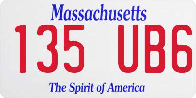 MA license plate 135UB6