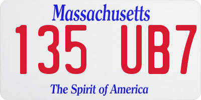 MA license plate 135UB7