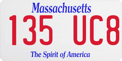 MA license plate 135UC8