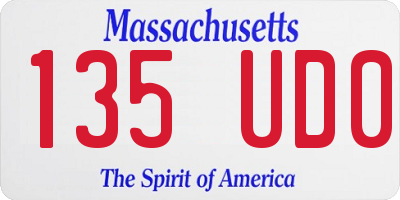 MA license plate 135UD0
