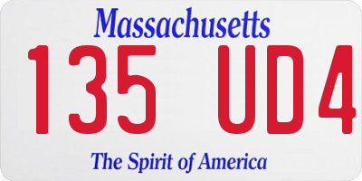 MA license plate 135UD4