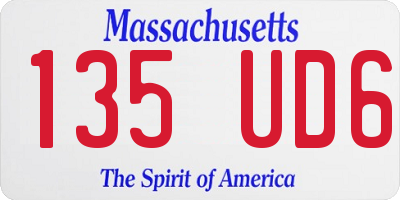 MA license plate 135UD6