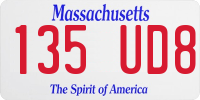 MA license plate 135UD8