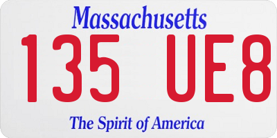 MA license plate 135UE8