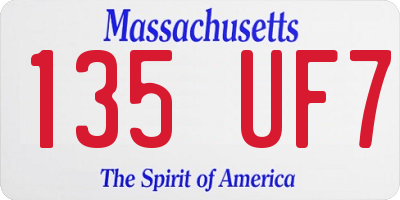 MA license plate 135UF7