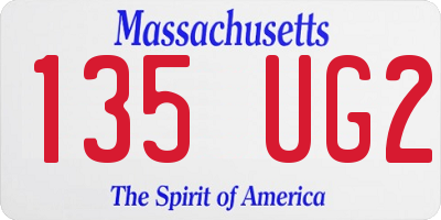 MA license plate 135UG2