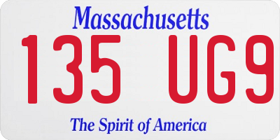 MA license plate 135UG9